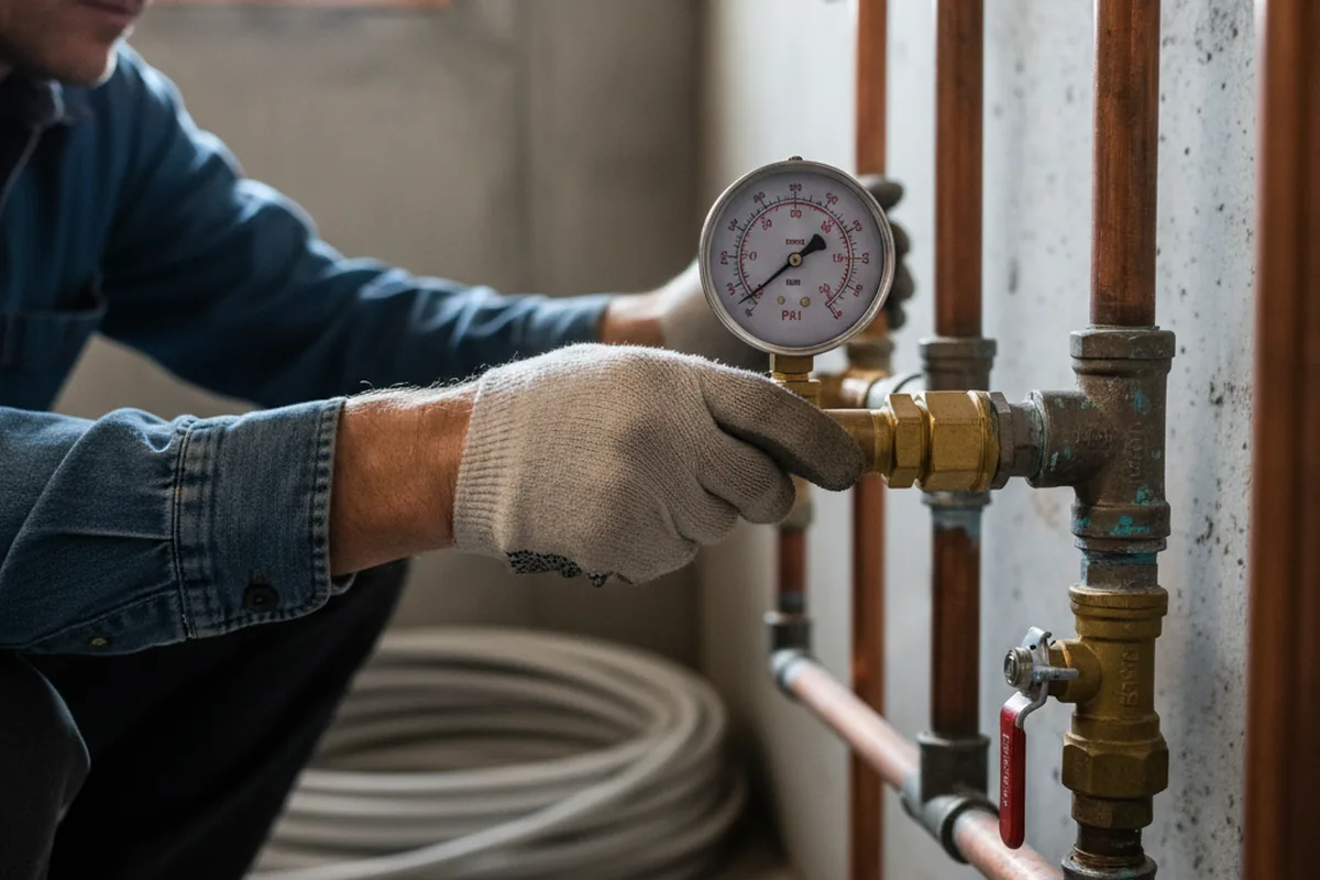 Pressure testing a repaired line during Water Line Repair in Bedford Hills